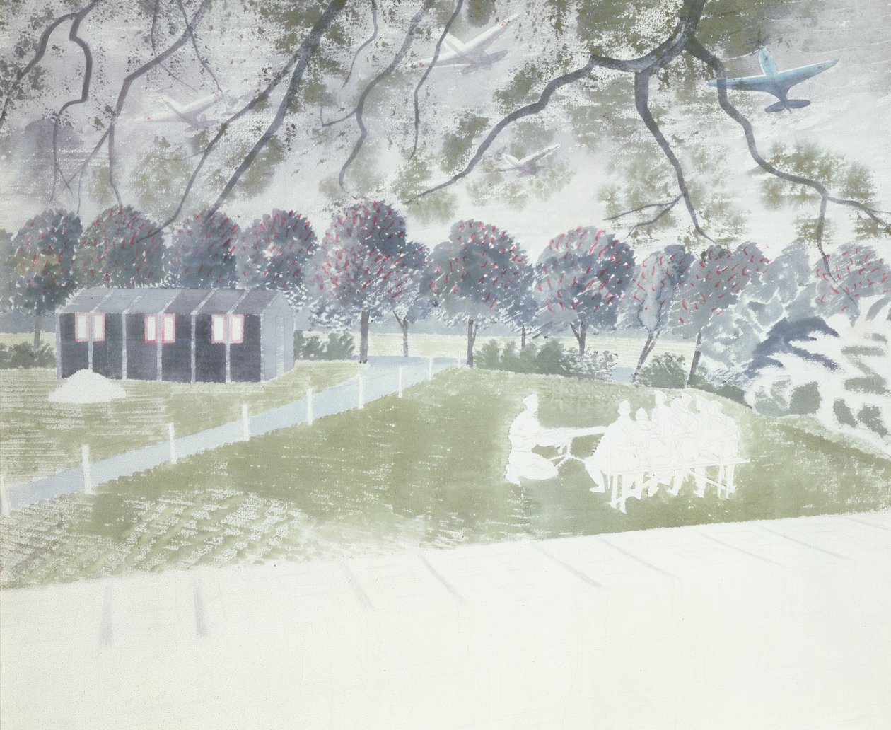 Demonstrando uma arma de Eric Ravilious