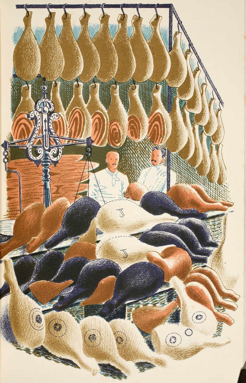 Hams, ilustração de "High Street" de JM Richards, impressa pela Curwen Press, pub. pela vida do país, 1938 de Eric Ravilious