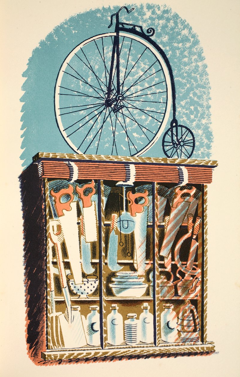 Ironmonger, ilustração de "High Street", de JM Richards, impressa pela Curwen Press, pub. pela vida do país, 1938 de Eric Ravilious