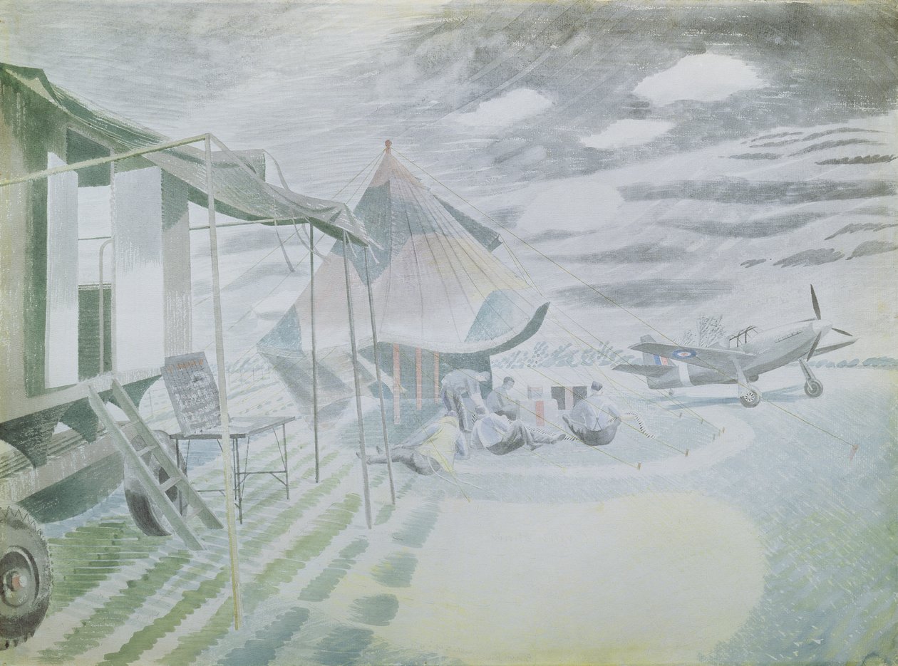 Mustang e barraca, c.1942 (wc) de Eric Ravilious