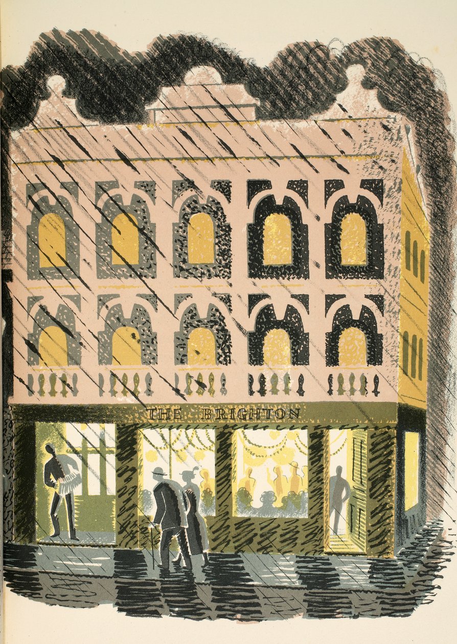 Public House, ilustração de &39;High Street&39; de JM Richards, impressa pela Curwen Press, pub. pela vida do país, 1938 de Eric Ravilious