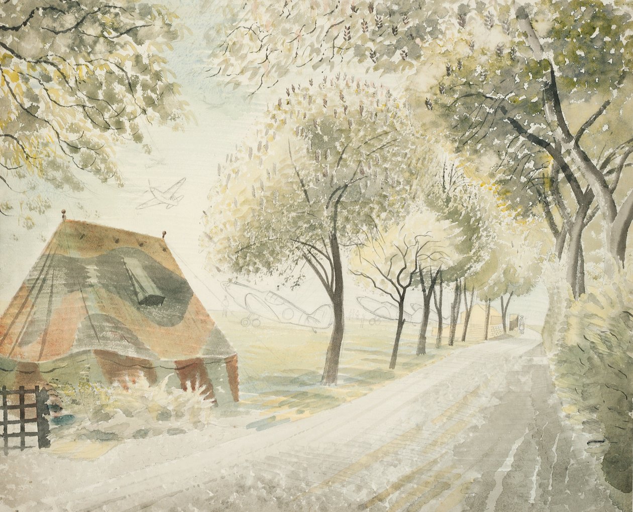 Estrada por um aeródromo, c.1942 de Eric Ravilious