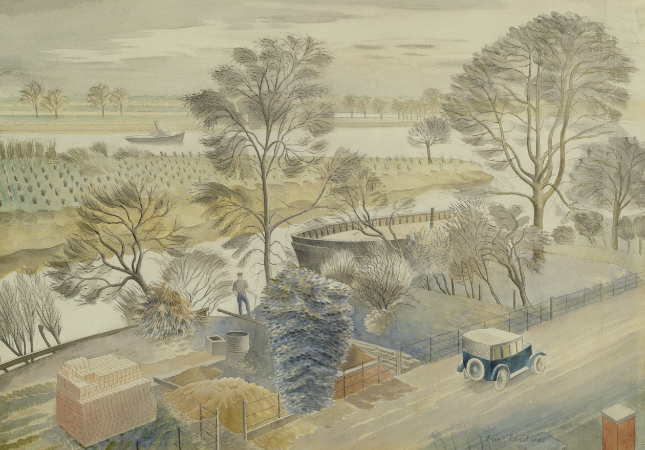 O rio Tamisa em Hammersmith de Eric Ravilious