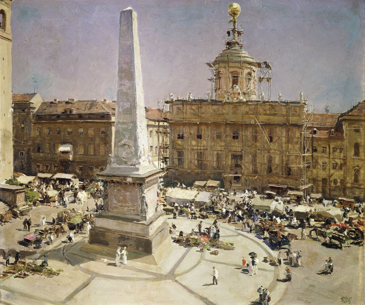 Piazza Santa Maria Maggiore, Roma (óleo sobre tela) de Erich Kips