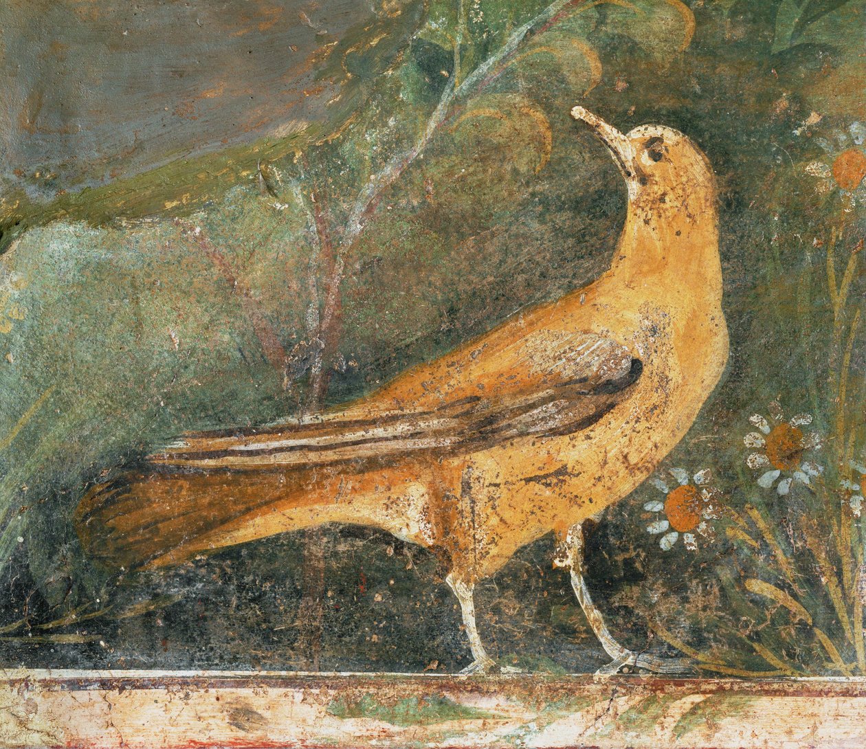 Pássaro com duas margaridas (fresco) de Erich Lessing