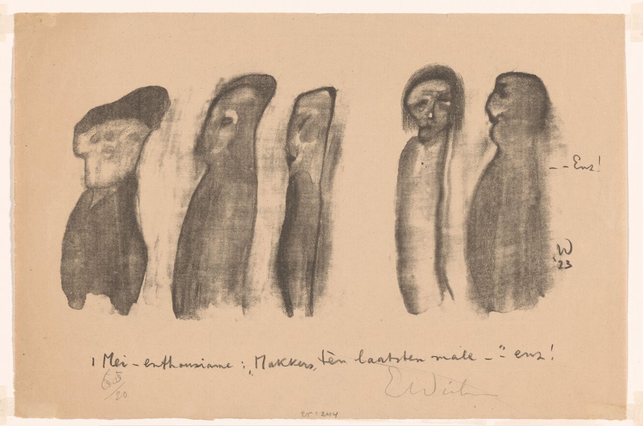 Cinco figuras no Dia do Trabalho de Erich Wichmann (signed by artist)