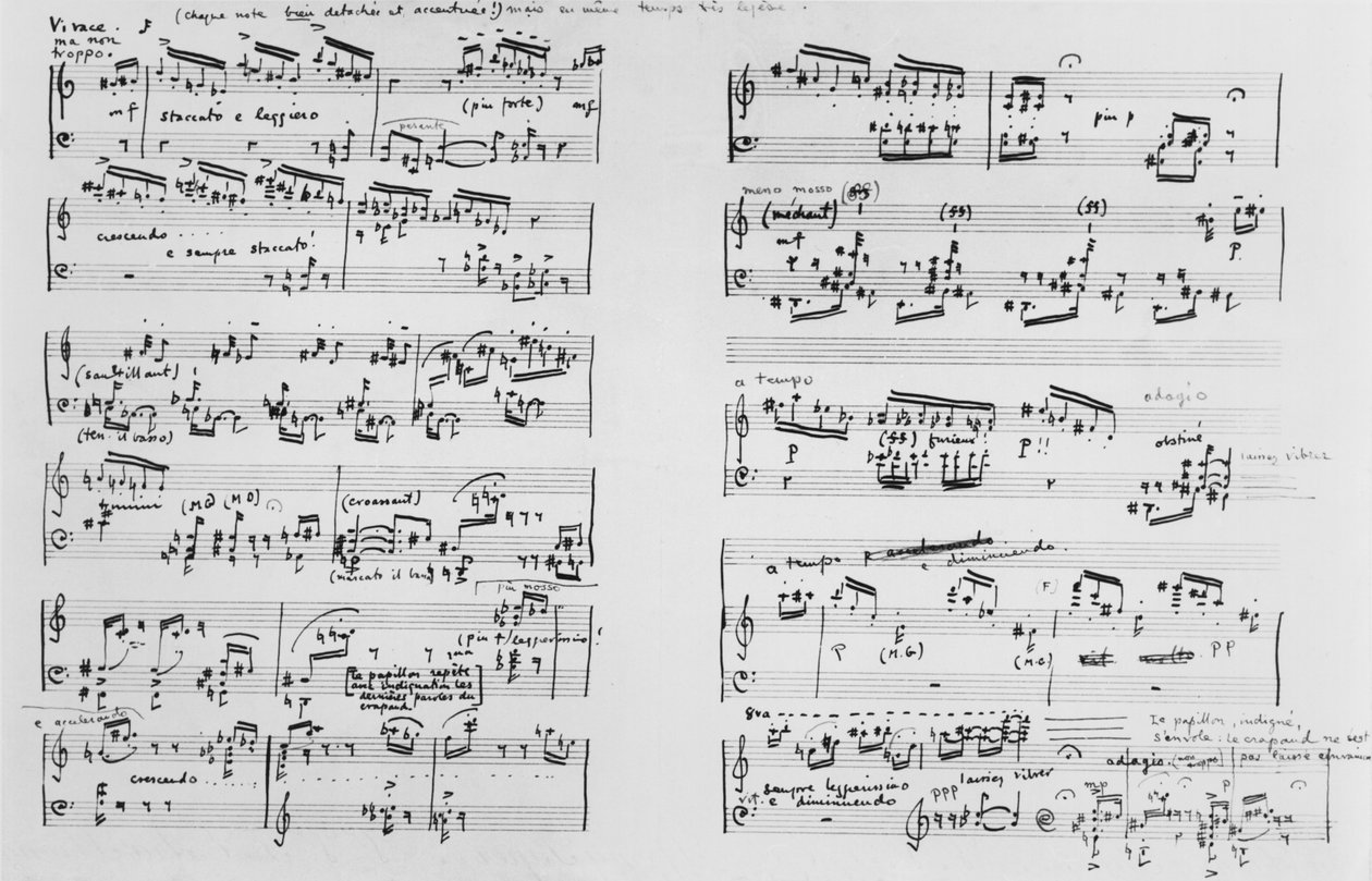 Pontuação (caneta e tinta no papel) de Erik Satie