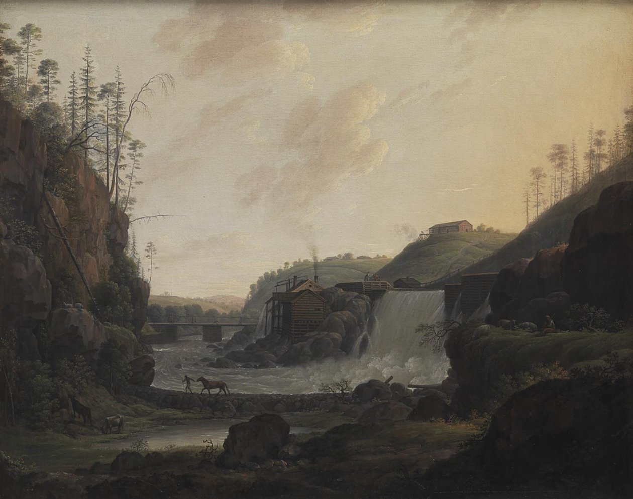 Paisagem fluvial com uma cachoeira perto de Bogstad na Noruega de Erik Pauelsen