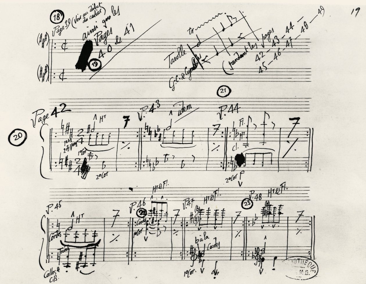 Manuscrito manuscrito de Parade, por Eric Alfred Leslie Satie (1866-1925), França de Erik Satie