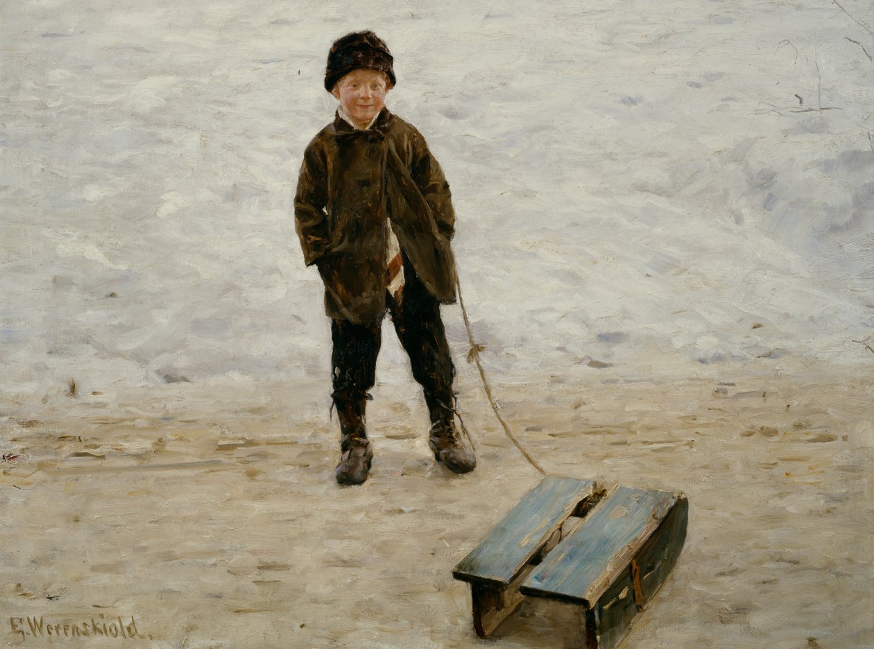 Briskeby Boy com trenó de Erik Theodor Werenskiold