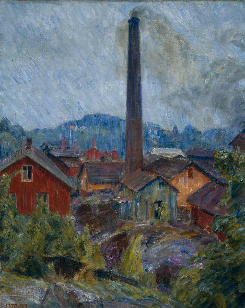 Edifícios fabris em Lysaker de Erik Theodor Werenskiold