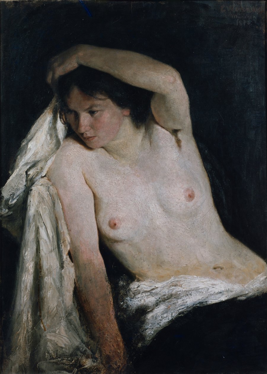 mulher meio nua de Erik Theodor Werenskiold