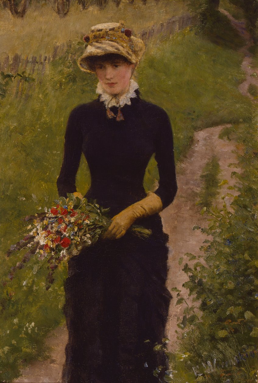 Mulher jovem andando de Erik Theodor Werenskiold