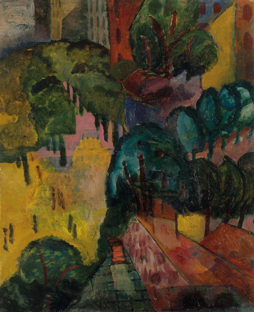 Paisagem urbana de Paris, c.1906-09 (óleo sobre cartão) de Erma Bossi