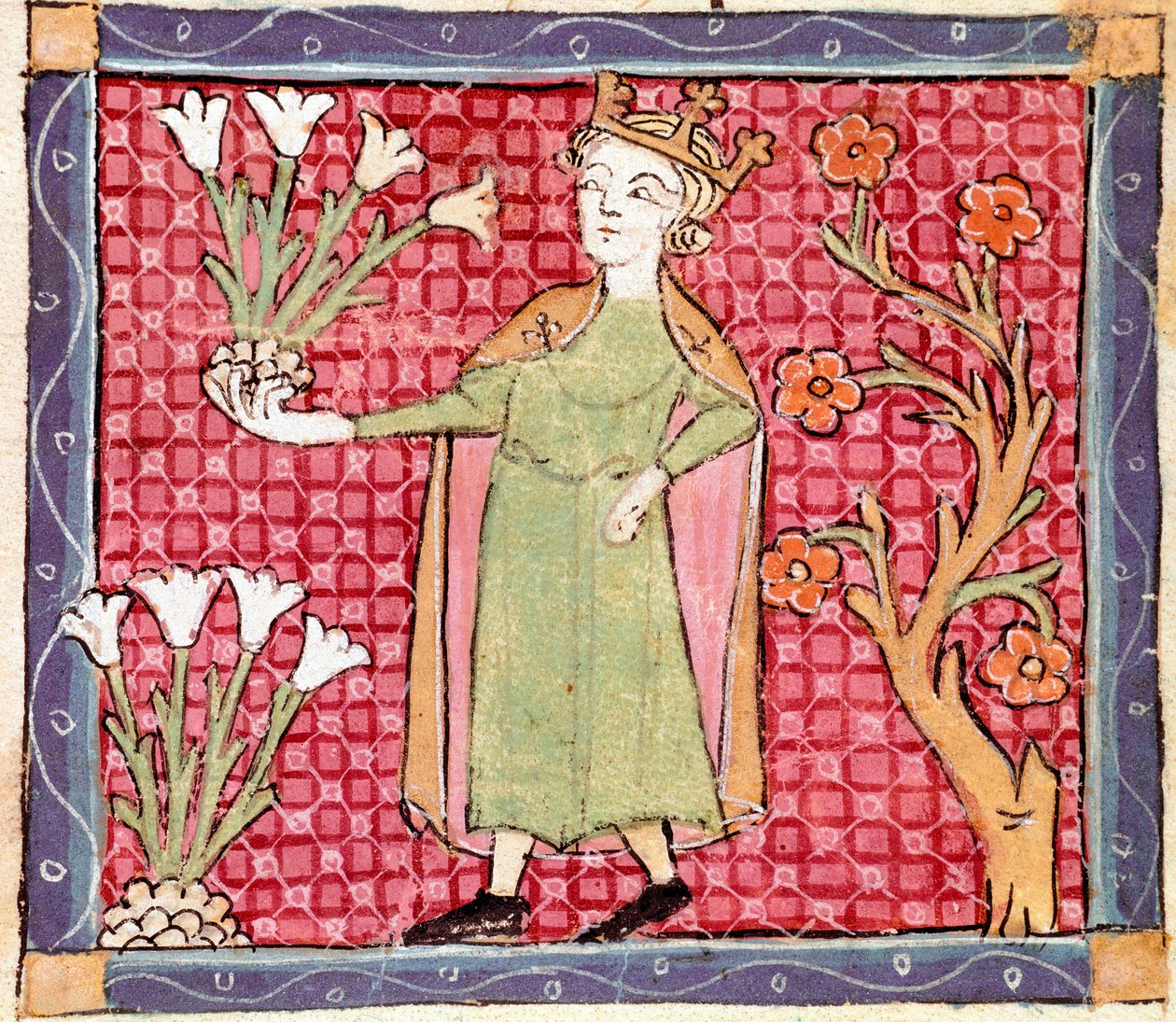 Abril: colheita de plantas. Miniatura tirada de "Breviaire d