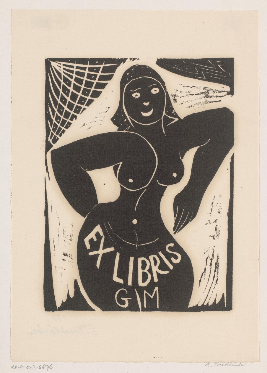 Ex libris por Gianni Mantero
Ex libris GM (título sobre o objecto) de Erna Levy Friedländer