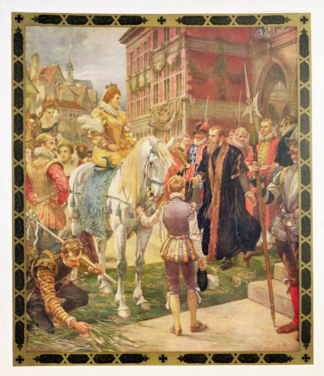 Rainha Elizabeth I (1530-1603) abrindo o Royal Exchange em 1570, ilustração da Hutchinsons &39;História da nação britânica&39; de Ernest Crofts