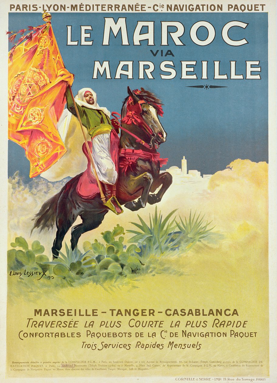 Cartaz de Marrocos e Marselha, 1913 de Ernest Louis Lessieux