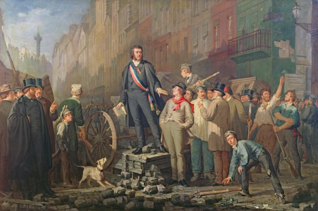 Alphonse Baudin na Barricada de Faubourg Saint-Antoine, 3 de dezembro de 1851 de Ernest Louis Pichio