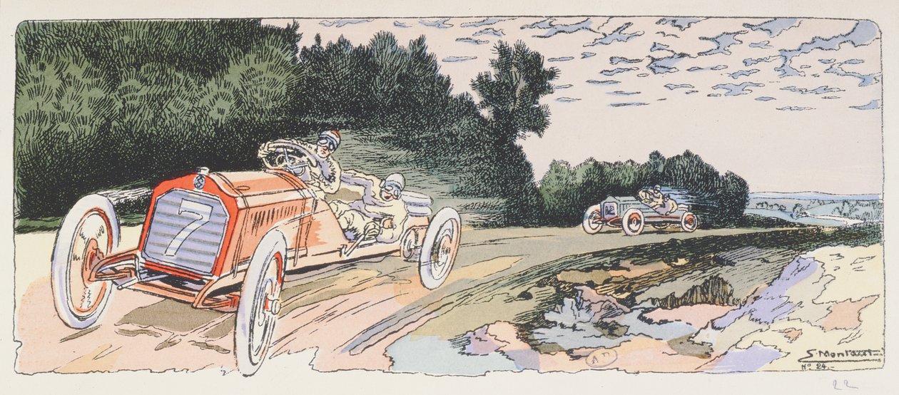 Arthur Duray em sua Lorraine-Dietrich competindo no rali das Ardenas em 1906, c.1910 de Ernest Montaut