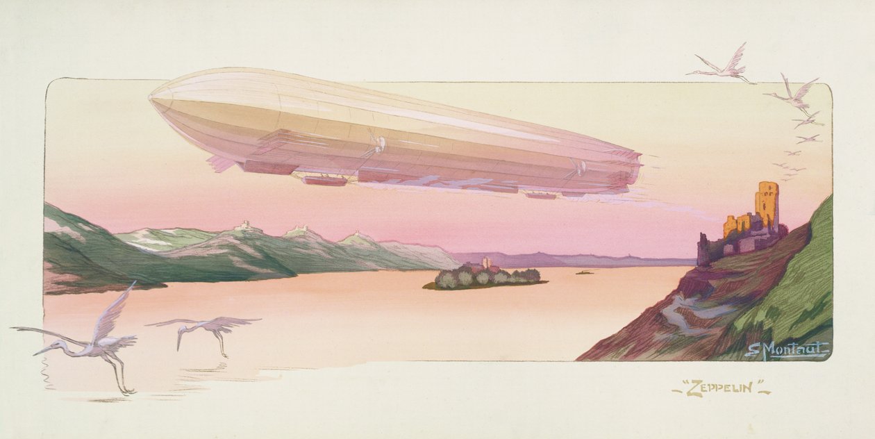 Zeppelin, publicado Paris, 1914 (estêncil) de Ernest Montaut