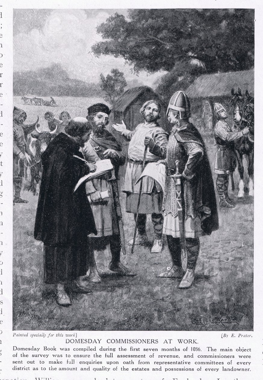 Comissários do Domesday no trabalho AD1086, 1920 de Ernest Prater