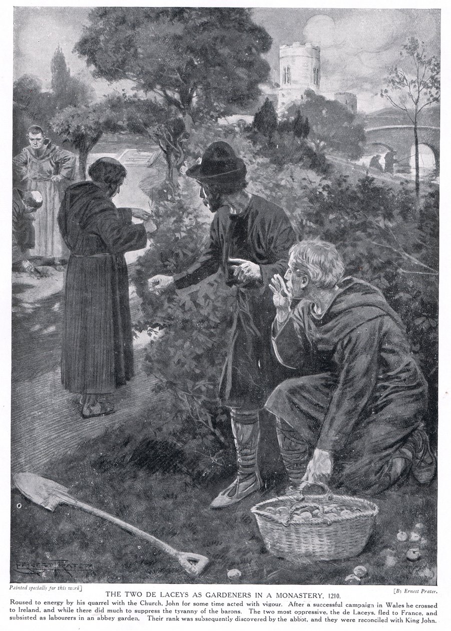 Os dois de Laceys como jardineiros em um mosteiro AD1210, década de 1920 de Ernest Prater