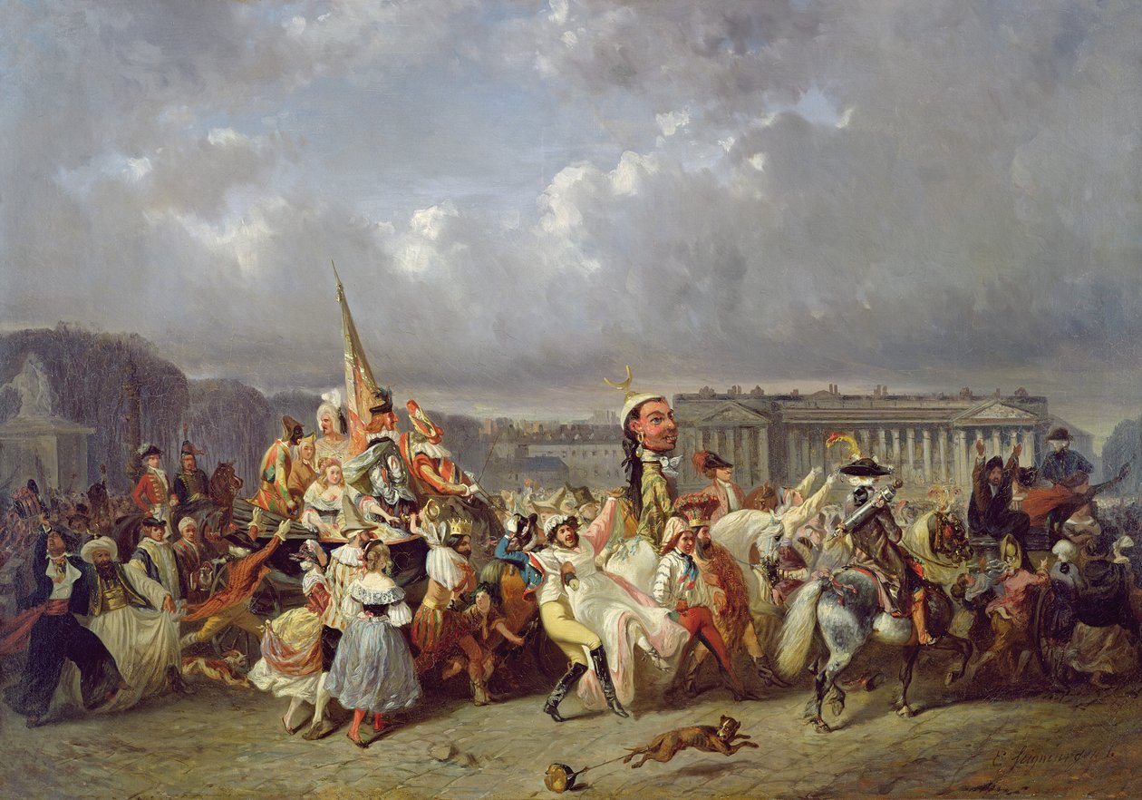 Carnaval na Place de la Concorde, Paris, c.1845 de Ernest Seigneurgens