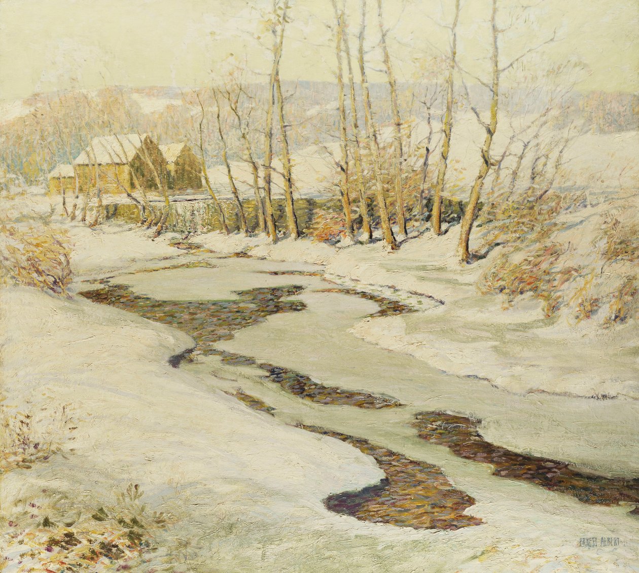 The Mill Stream (óleo sobre masonita) de Ernest Albert