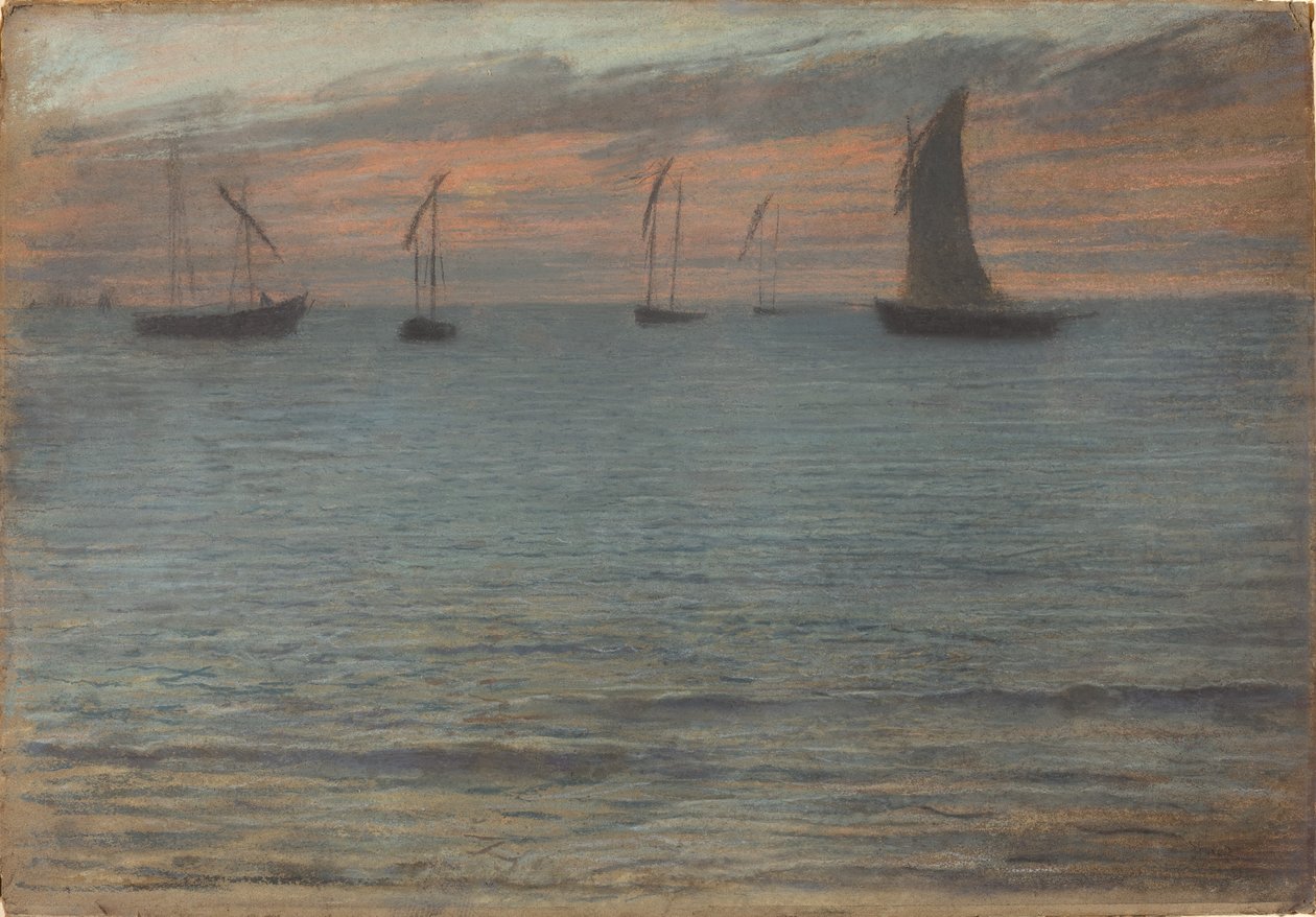 Uma paisagem marinha ao pôr do sol de Ernest Ange Duez