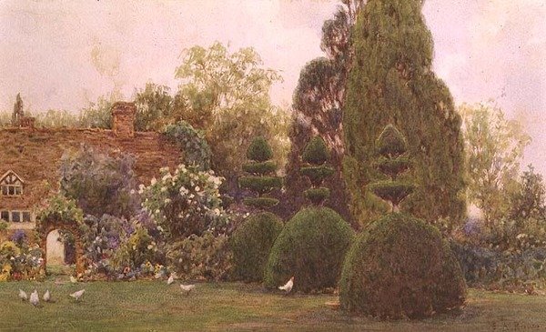 Galinhas em um jardim de Ernest Arthur Rowe