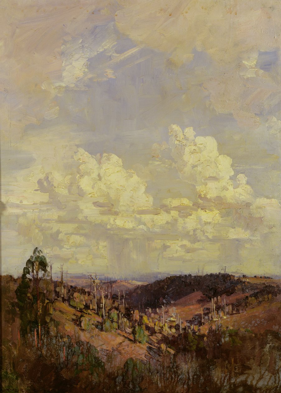 E deixe as nuvens da par e da manhã (Tennyson) de Arthur Streeton