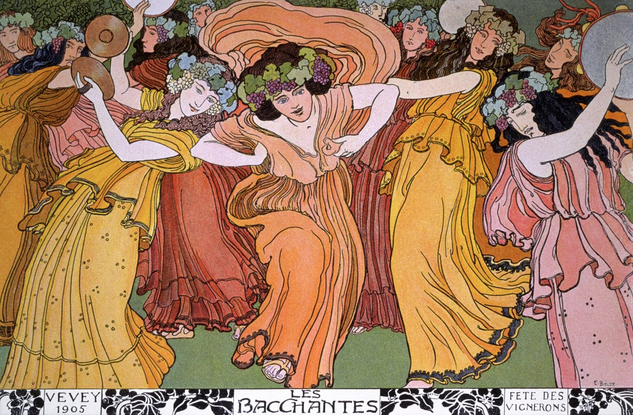 Festa dos produtores de vinho em Vevey, França: as Bacchantes de Ernest Bieler