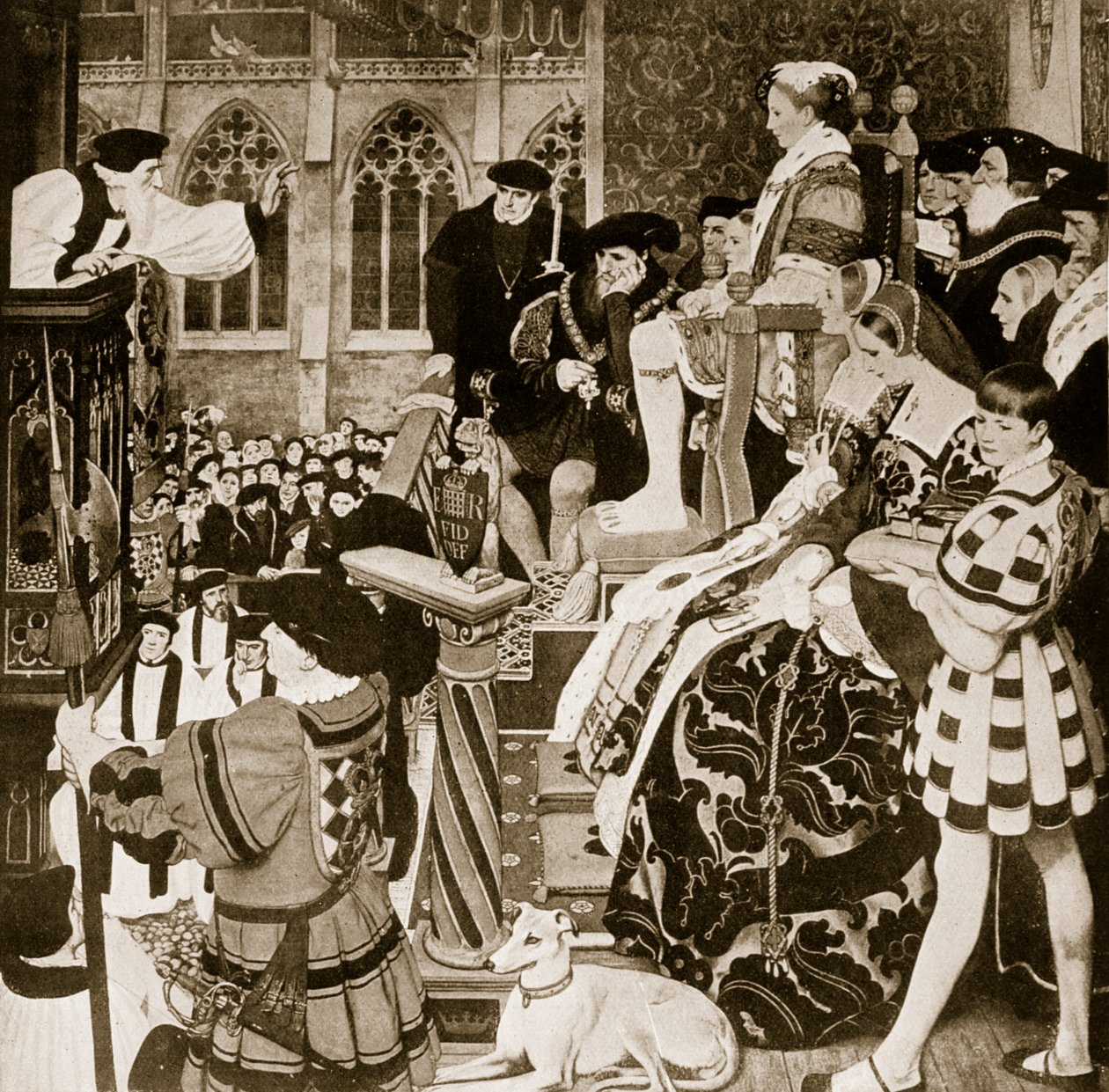 Latimer pregando antes de Edward VI, ilustração de &39;Hutchinson&39;s Story ofthe British Nation&39;, c.1923 de Ernest Board