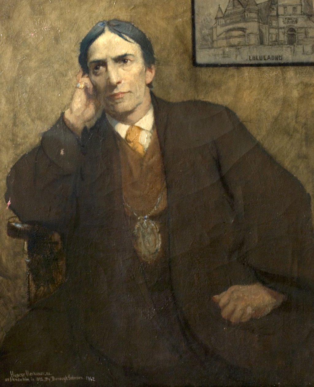 Retrato póstumo de Sir Hubert von Herkomer de Ernest Borough Johnson