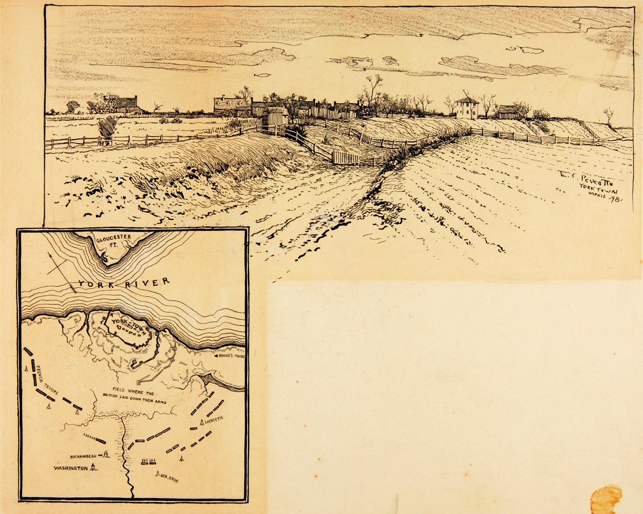 Aspeto atual da entrincheiramento britânico, Yorktown de Ernest C. Peixotto
