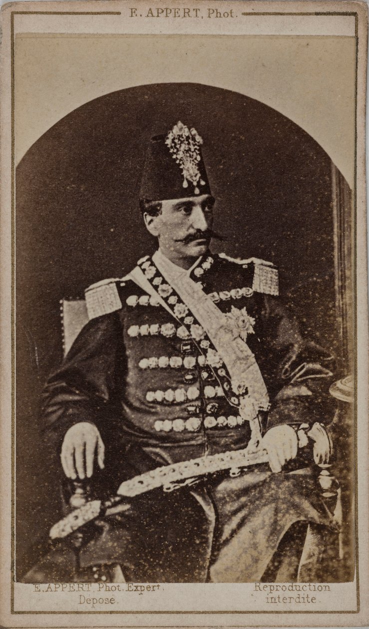 Retrato de Nasser al-Din Shah Qajar 1831–1896, Imperador da Pérsia, s. 1870. de Ernest Charles Appert