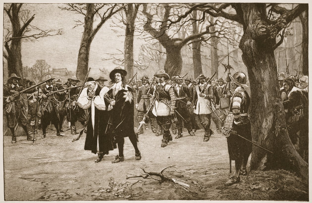 Charles I a caminho da execução, ilustração de "A Igreja da Inglaterra: Uma História para o Povo" de HDM Spence-Jones, pub. c.1910 (foto sépia) de Ernest Crofts