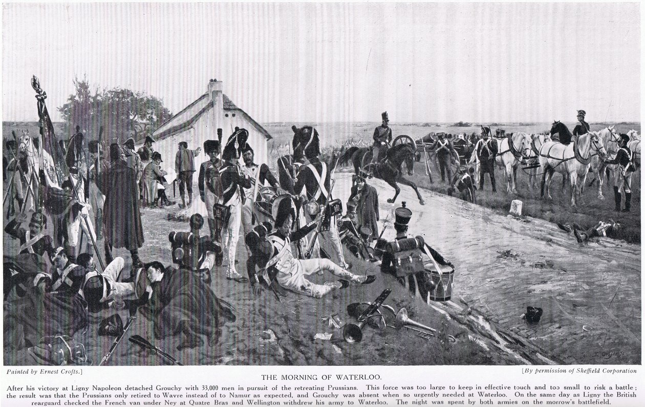 A manhã de Waterloo, ilustração da &39;Hutchinson&39;s Story of the Nation&39; de Ernest Crofts