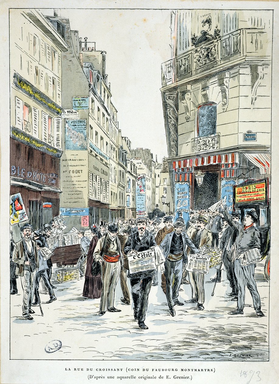 Vista da Rue de Croissant no 11º arrondissement de Paris, 1893 de Ernest Grenier