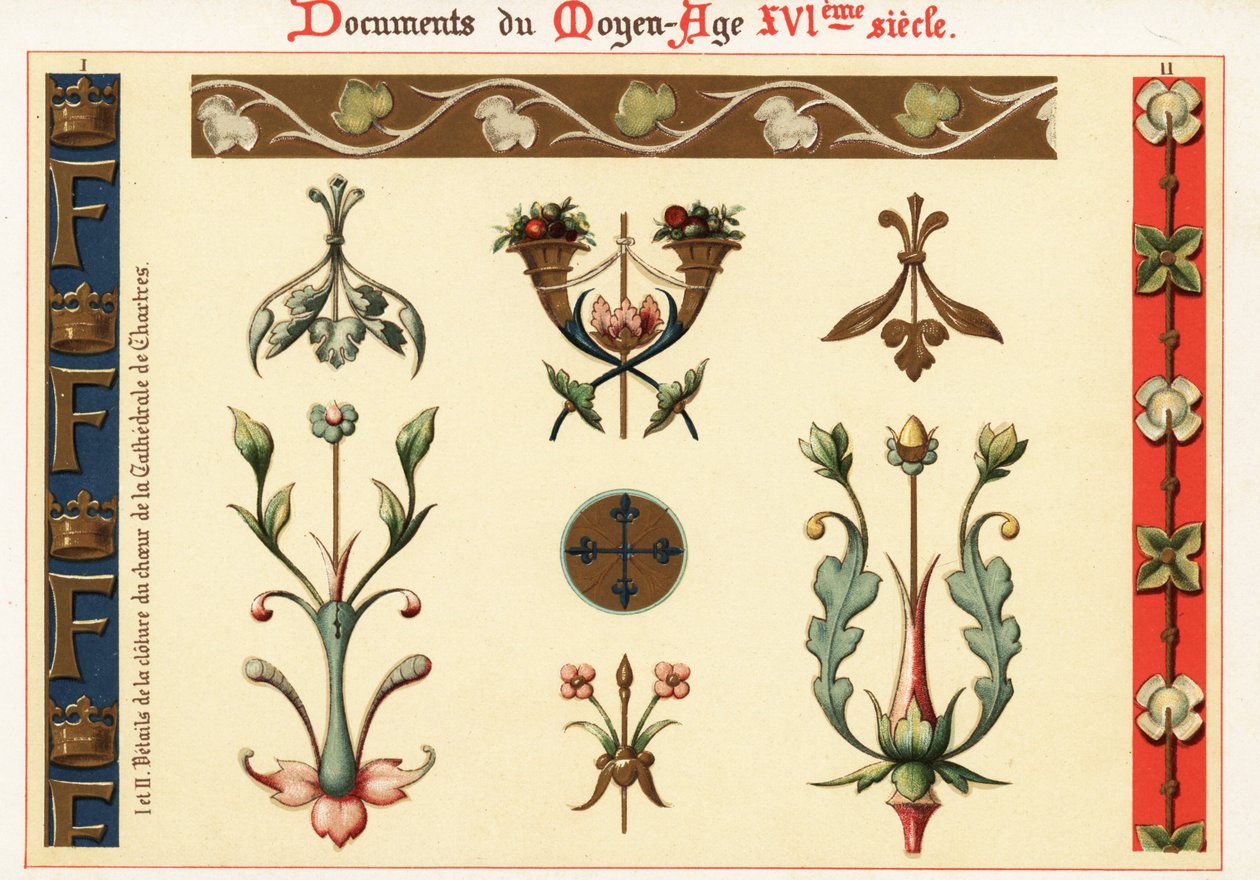 Elementos de design da arquitetura e manuscritos do século XVI de Ernest Guillot
