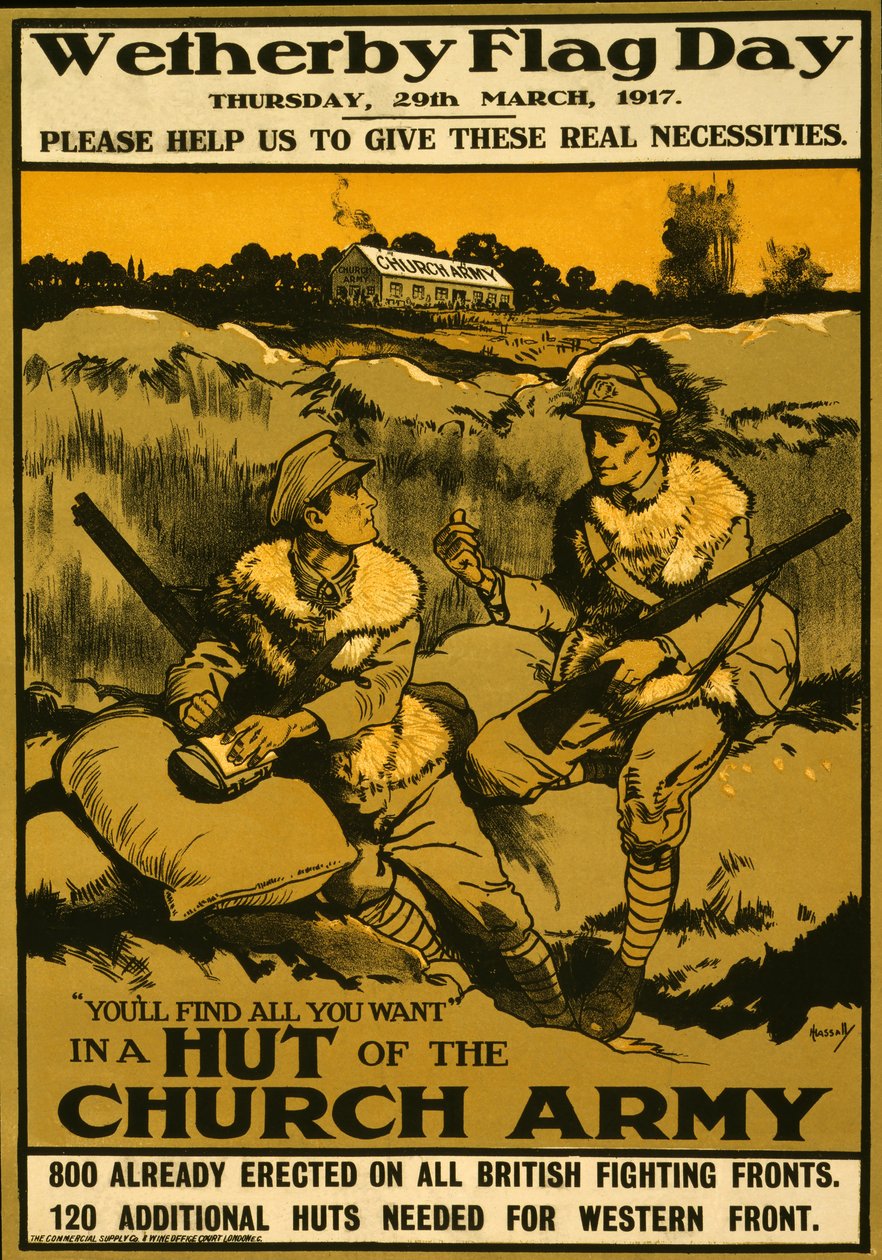 Cartaz para o dia da bandeira de Wetherby, quinta-feira 29 de março de 1917, bar. 1917 de Ernest Hasseldine