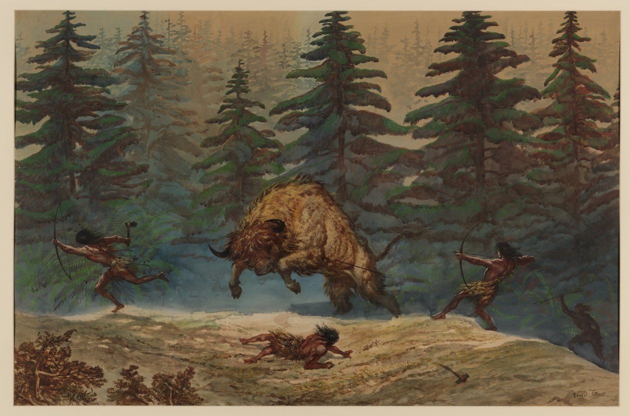 Caçando um bisonte, 1871 de Ernest Henry Griset