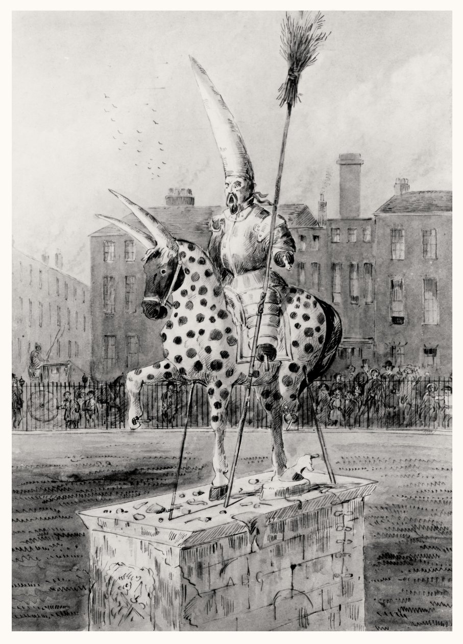 A estátua em Leicester Square, na quarta-feira de manhã 17 de outubro de 1866 (caneta e tinta e wc no papel) de Ernest Henry Griset