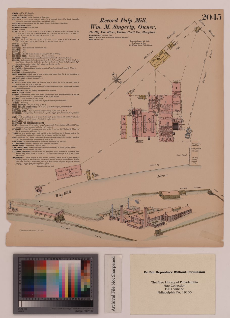 Fábrica de celulose recorde, Elkton, Maryland, Pesquisas Gerais de Hexamer, 1808 de Ernest Hexamer