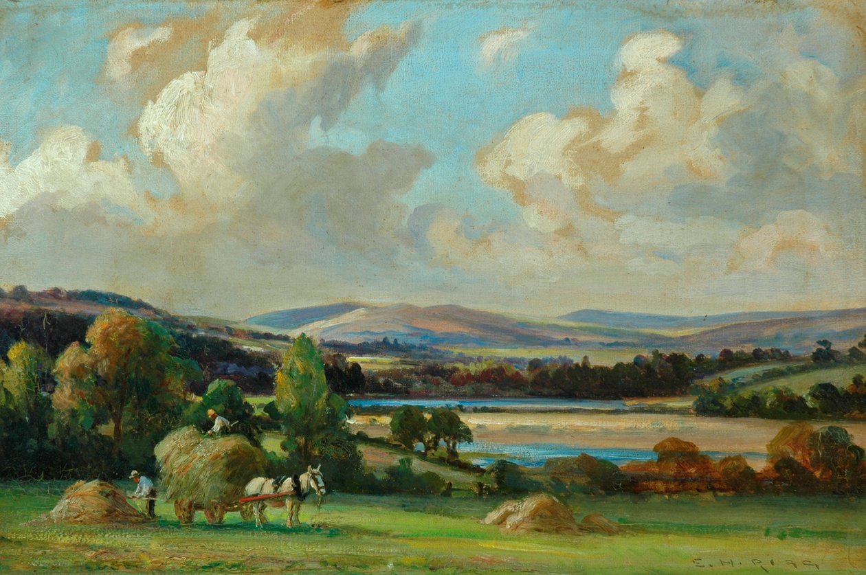 Feno em Yorkshire (óleo sobre tela) de Ernest Higgins Rigg