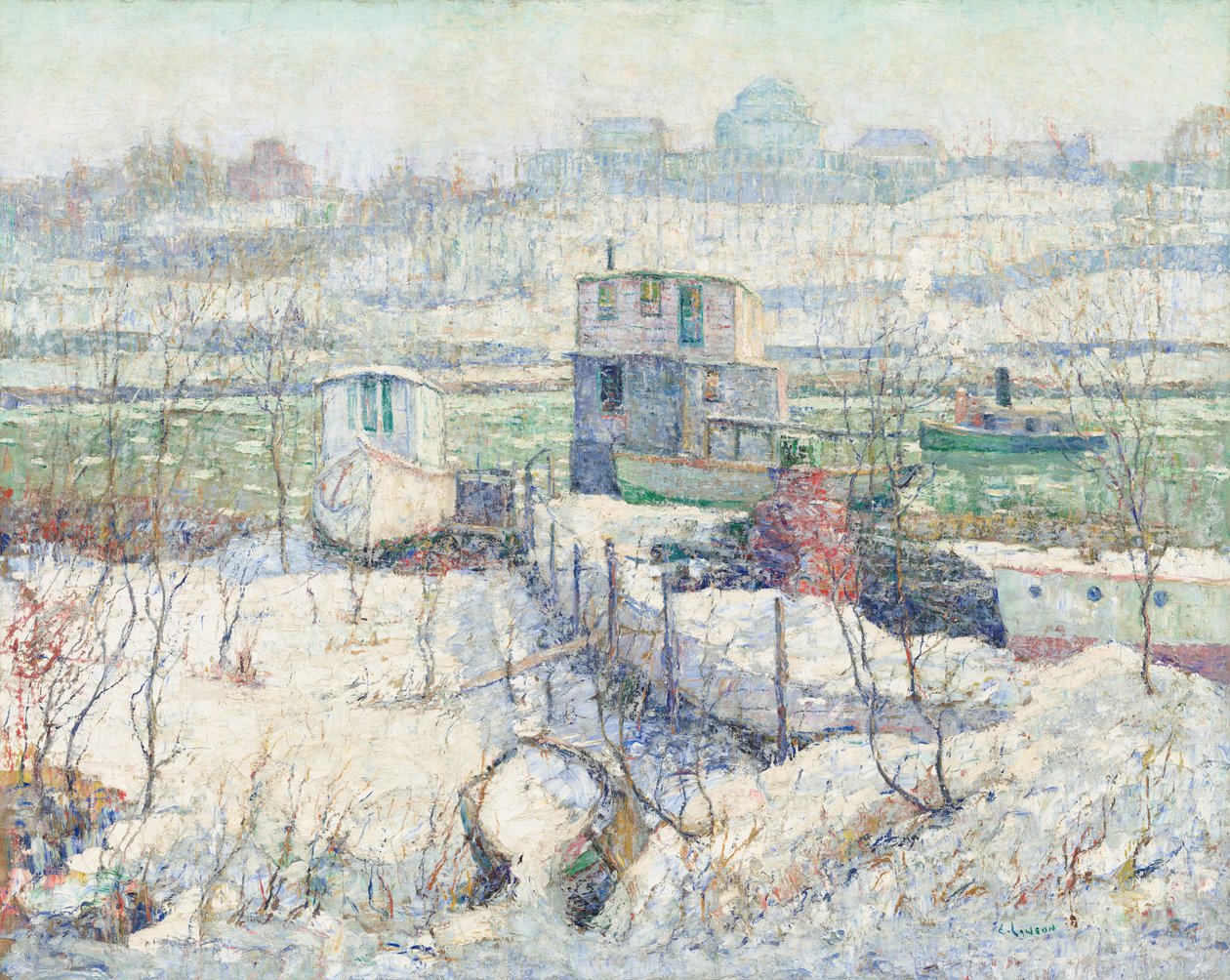 Boathouse, Inverno, Rio Harlem de Ernest Lawson