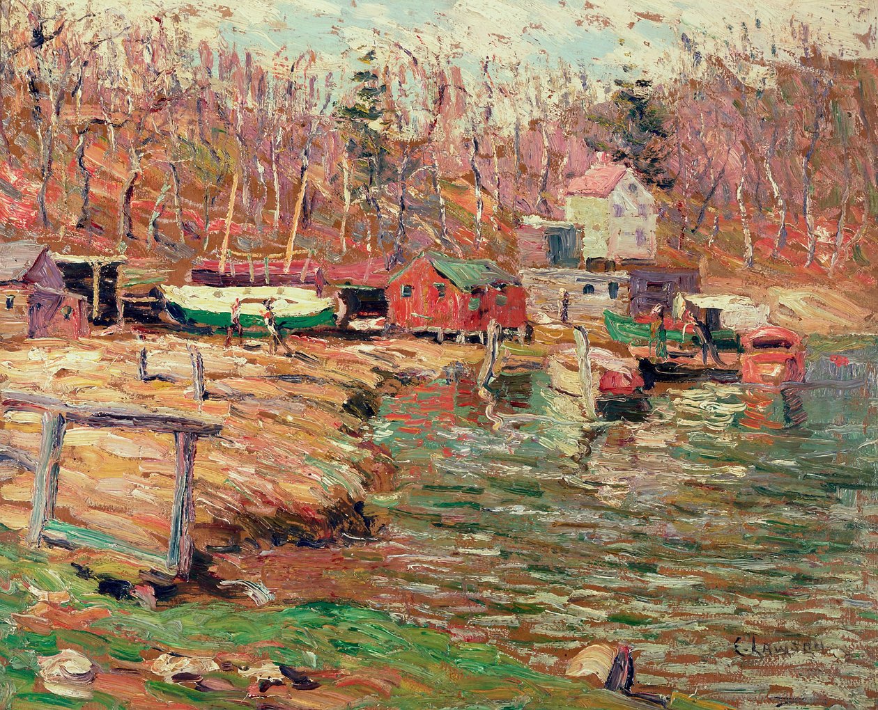 Cena do Rio Harlem (óleo em masonite) de Ernest Lawson