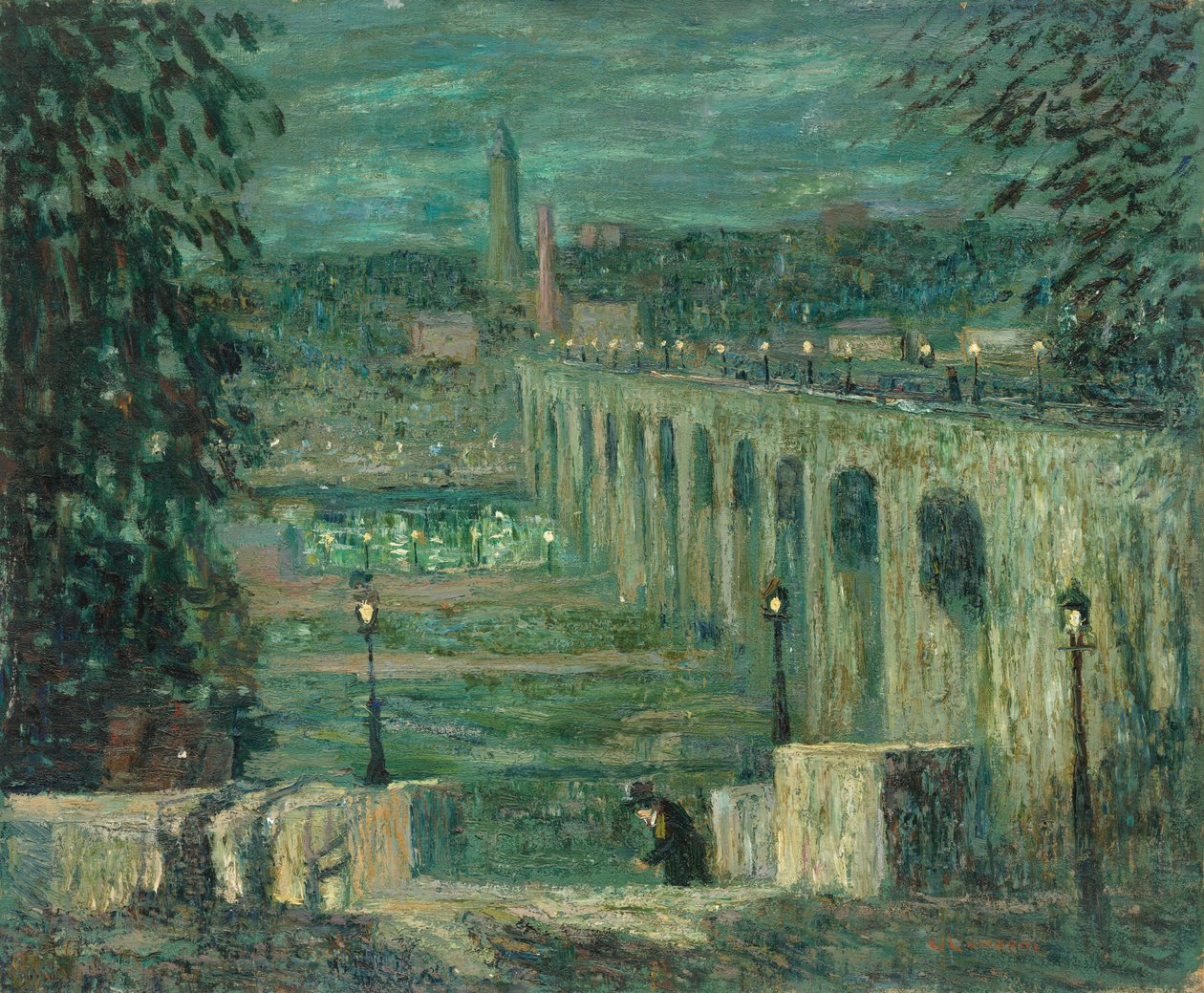 Ponte alta à noite, Nova York de Ernest Lawson