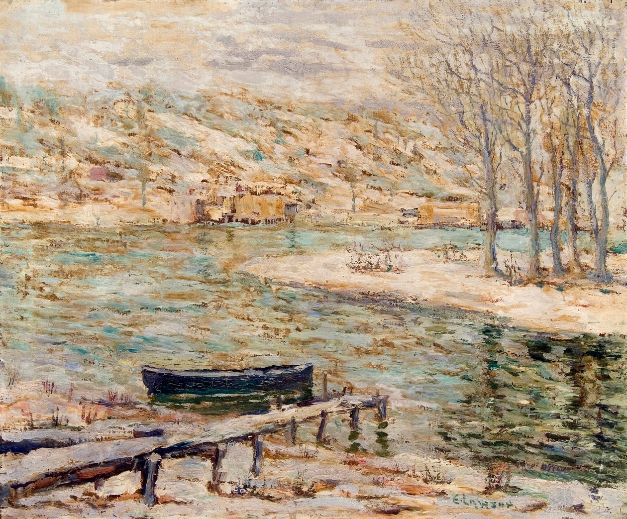 Cena do Rio – Barco e Árvores de Ernest Lawson